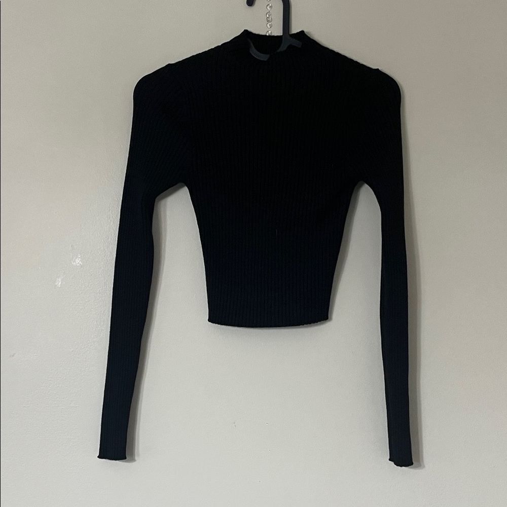 SHEIN Black Ribbed Turtleneck Sweater